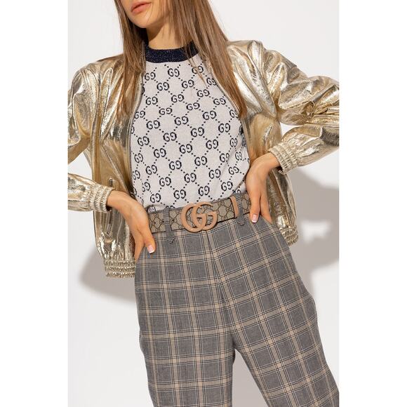 Gucci Double G Marmont Wide Belt 80 Brown Monogram Canvas Supreme - Picture 2 of 7